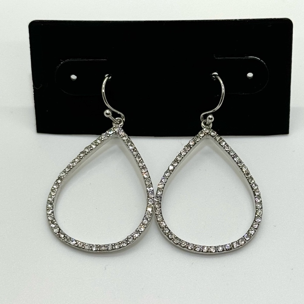 The Limited - Rhinestone Embellished Drop Earrings - Vintage